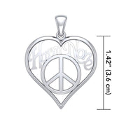 Love Peace Angel Wings Silver Pendant with Gemstone TPD5110