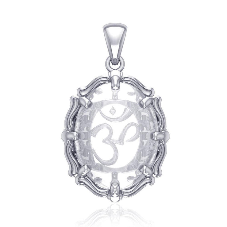 Om Sterling Silver Pendant with Genuine White Quartz TPD5111