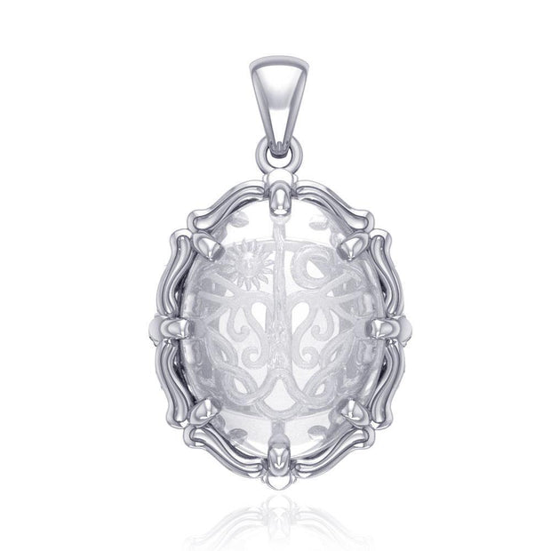 Tree of Life Sterling Silver Pendant with Genuine White Quartz TPD5113