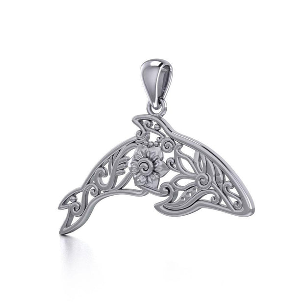 The gentle treasure of the ocean ~ Sterling Silver Dolphin Filigree Pendant Jewelry TPD5136