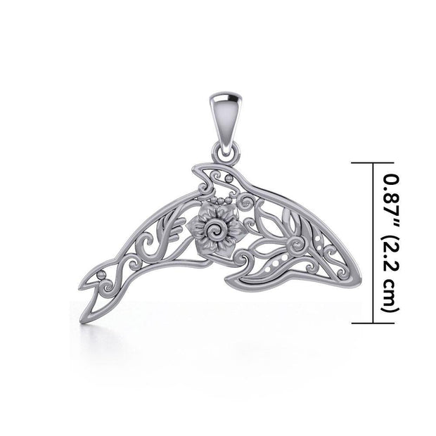 The gentle treasure of the ocean ~ Sterling Silver Dolphin Filigree Pendant Jewelry TPD5136