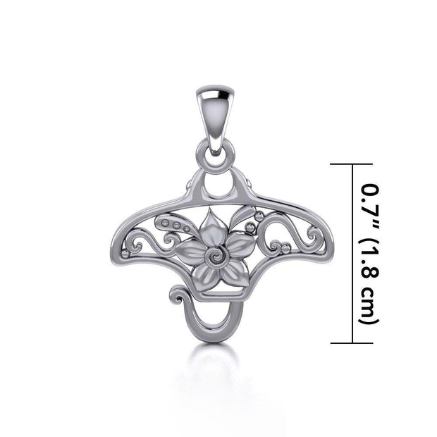A worthwhile quest ~ Sterling Silver Manta Ray Filigree Pendant TPD5137