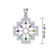 A symbol of the old cultures ~ Sterling Silver Inka Cross Pendant with Chakra Gemstone TPD5140