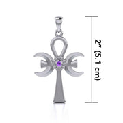 The cross of life ~ Sterling Silver Triple Goddess Ankh Pendant with Gemstone TPD5141 Pendant