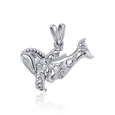 A gift of solitude ~ Sterling Silver Whale Filigree Pendant Jewelry TPD5144