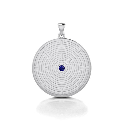 Labyrinth Silver Pendant with Gemstone TPD5155