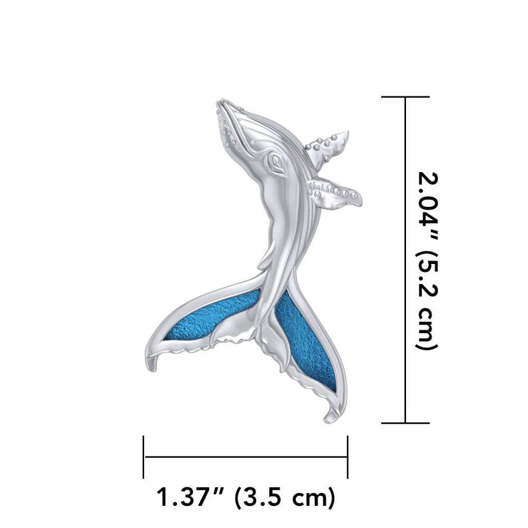 Sterling Silver Humpback Whale Tail Pendant with Enamel TPD5177 Pendant