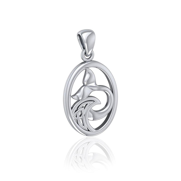 Sterling Silver Oval Whale Tail Pendant with Celtic Wave TPD5186 Pendant
