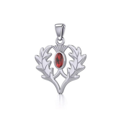 Thistle Silver Pendant with Gemstone TPD5295