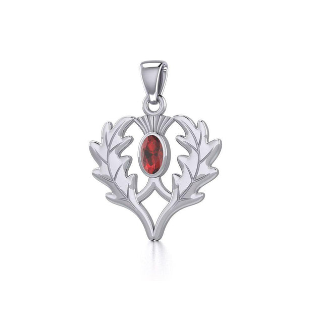 Thistle Silver Pendant with Gemstone TPD5295