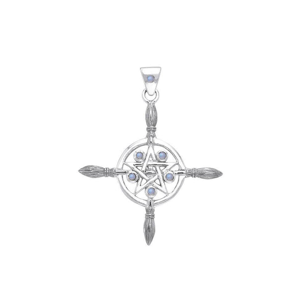 Sterling Silver Broomstick The Star Pendant with Gemstone TPD686