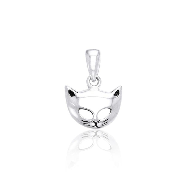 Playful and affectionate ~ Sterling Silver Cat Mask Pendant TPD734