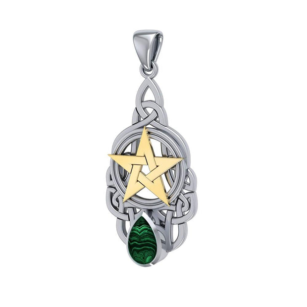 Elegantly Crafted Celtic Knot and Vermeil Gold Pentacle Pendant TPV235