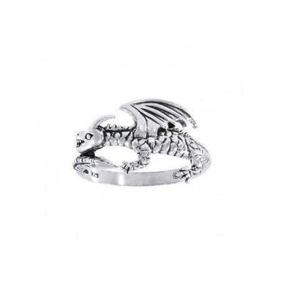 Coiled Fantasy Dragon Silver Ring TR1439