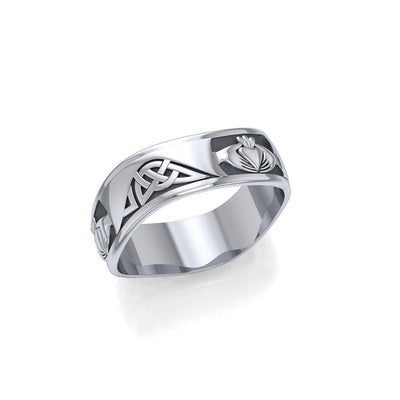 The love that never fades ~ Celtic Knotwork Claddagh Sterling Silver Ring TR2923