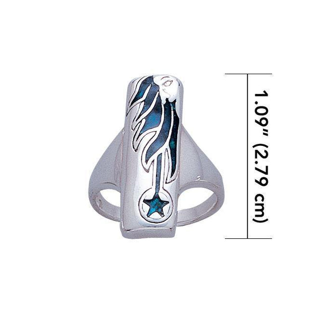 Goddess and Star with Enamel Silver Ring TR3419