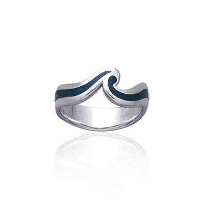 A happy moment when out to play with the sea waves ~ Sterling Silver Jewelry Inlaid Ring TR3603