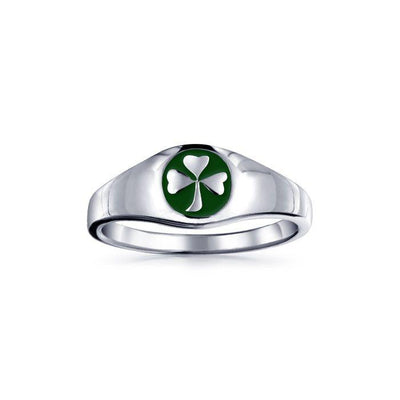 Celtic Shamrock Silver Ring with Enamel TR3686