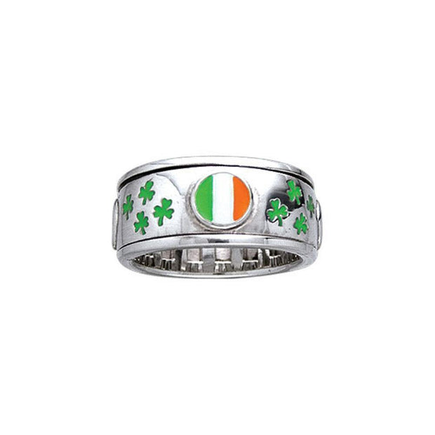Ireland Flag Shamrock Spinner ring TR3777
