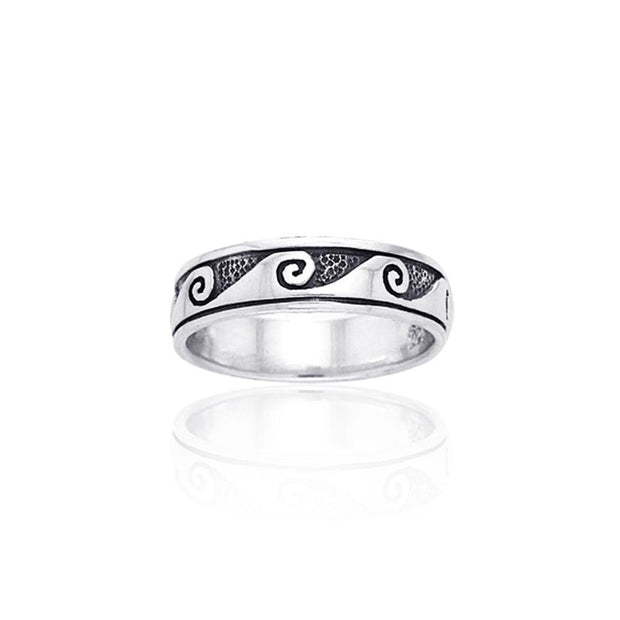 Shallow Surf Waves in the Sea ~ Sterling Silver Jewelry Ring TR553