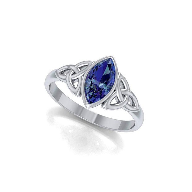 Endless and naturally eloquent ~ Sterling Silver Celtic Knotwork Ring with Gemstone TR556