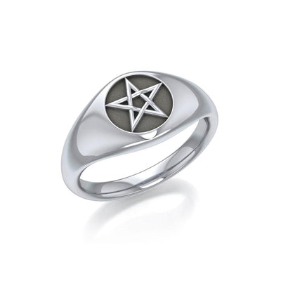 Silver Pentagram Pentacle Ring TR595