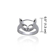 Lift up your playful spirits ~ Sterling Silver Cat Mask Ring TR687