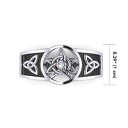 Celtic Trinity Pentacle ~ Sterling Silver Ring with Gemstone TRI058