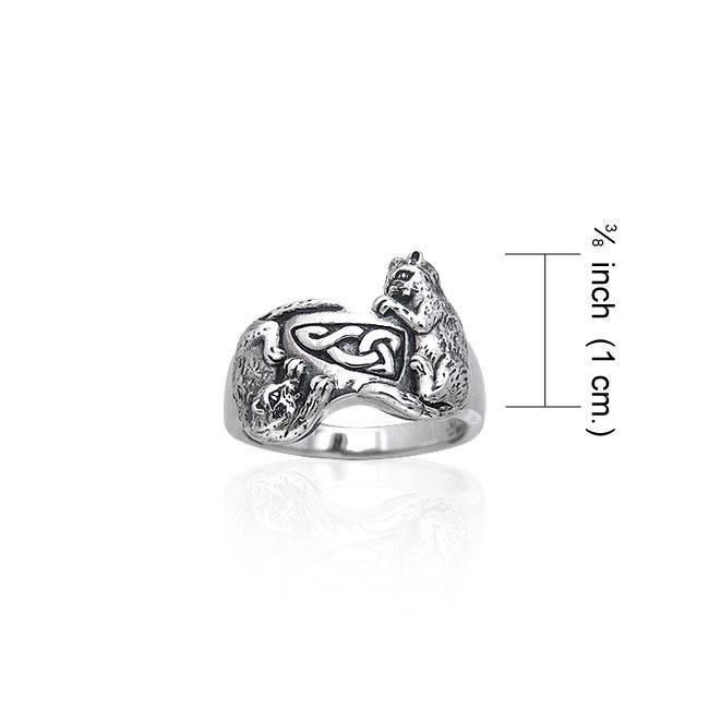 Precious Furry Paws ~ Sterling Silver Celtic Cat Ring TRI140