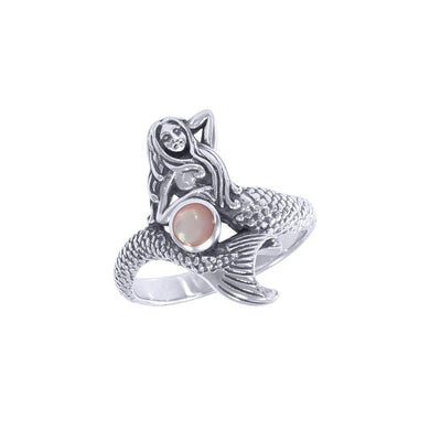 Mermaid and Synthetic pink shell Ring TRI1474