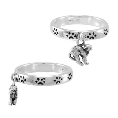 Cat Familiar Pawprint Sterling Silver Ring TRI1561 Ring