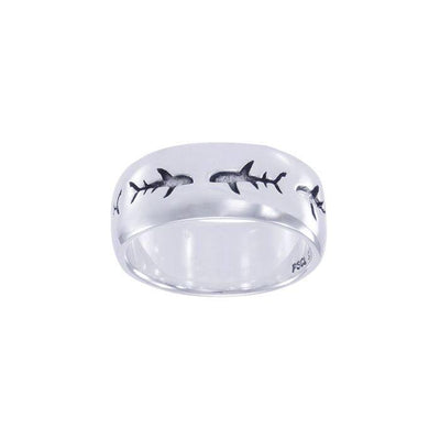 Whale Shark School Sterling Silver Band Ring TRI1615