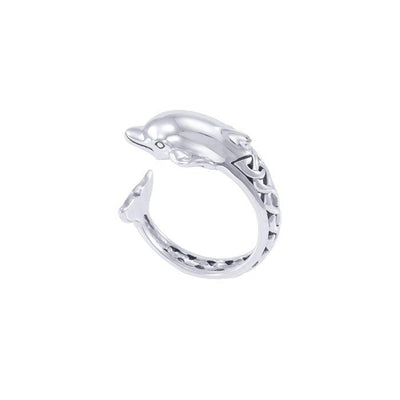Celtic Accent Dolphin Sterling Silver Wrap Ring TRI1628