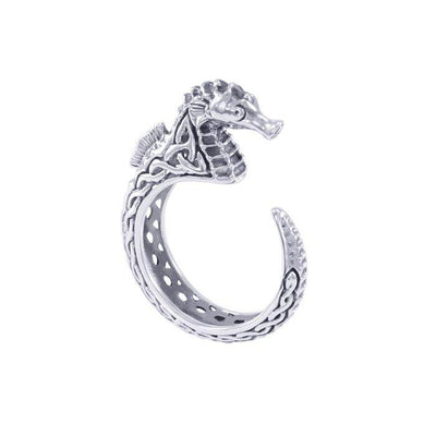 Celtic Accent Seahorse Sterling Silver Wrap Ring TRI1633
