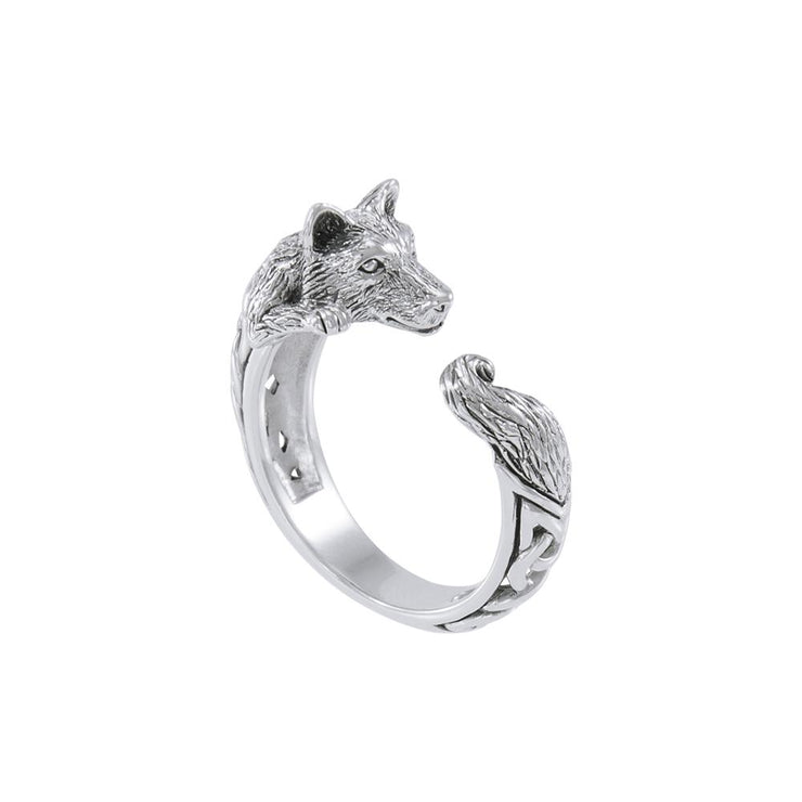 Sterling Silver Celtic Wolf Ring TRI1636