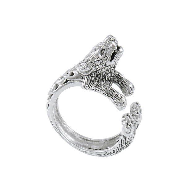 Sterling Silver Howling Wolf Ring TRI1637