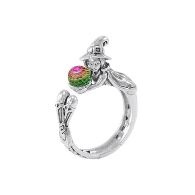 Sterling Silver Witch Ring with Crystal ball TRI1645