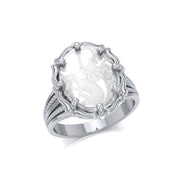 Dragon Sterling Silver Ring with Genuine White Quartz TRI1724 Ring