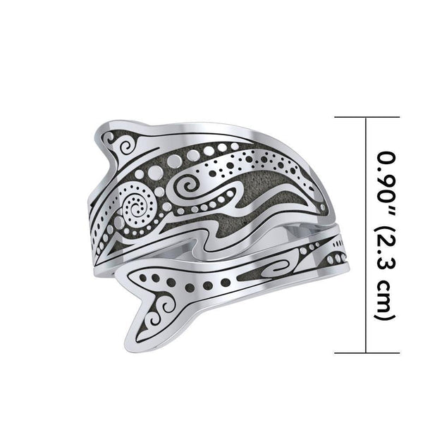 Aboriginal Dolphin Sterling Silver Spoon Ring TRI1735