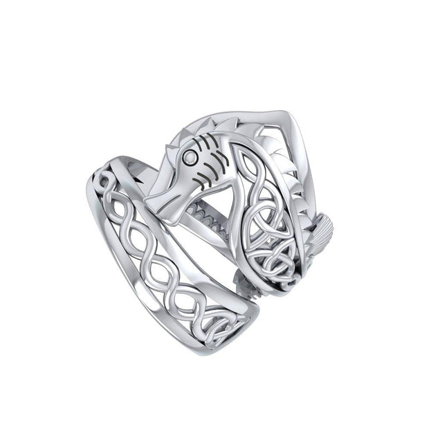 An anomaly of nature ~ Celtic Knotwork Seahorse Sterling Silver Spoon Ring TRI1737