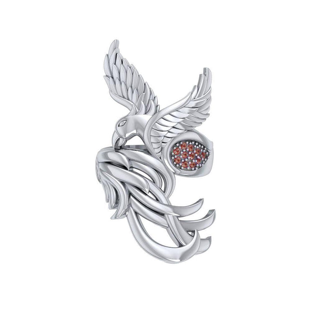 Alighting breakthrough of the Mythical Phoenix ~ Sterling Silver Ring with Gemstone Accents TRI1740