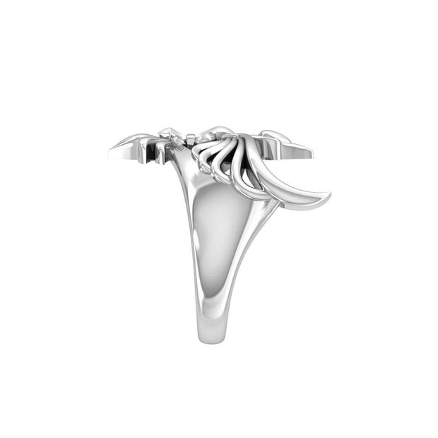 Phoenix with Fleur De Lis Sterling Silver Ring TRI1742 Ring