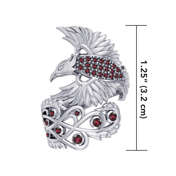 Honor The Flying Phoenix ~ Sterling Silver Jewelry Ring with Gemstone TRI1744
