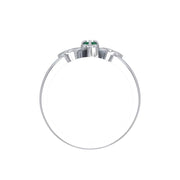 ABC Monogramming Shamrock Clover Silver Gemstone Ring TRI1750
