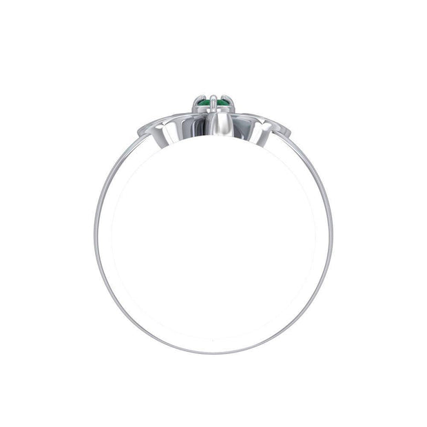 ABC Monogramming Shamrock Clover Silver Gemstone Ring TRI1750