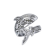 Silver Aboriginal Blue Shark Spoon Ring TRI1769 Ring