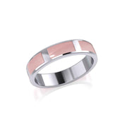 Modern Rectangle Band Inlaid Silver Ring TRI367
