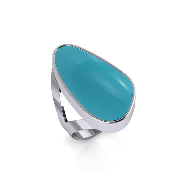 Modern Abstract Inlaid Silver Ring TRI512