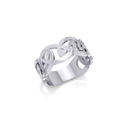 Silver Celtic Knot Hollow Band Ring TRI531