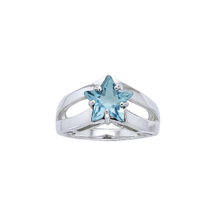 Designer Elegant Blue Cubic Zirconia Star Ring TRI725